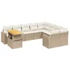 Image de vidaXL Salon de Jardin avec Coussins 10 pcs, Canapés de Terrasse, Ensemble de Meubles de Patio, Mobilier d'Extérieur, Beige Résine Tressée