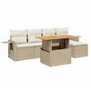 Image de vidaXL Salon de Jardin avec Coussins 6 pcs, Canapés de Terrasse, Ensemble de Meubles de Patio, Mobilier d'Extérieur, Beige Résine Tressée