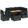 Image de vidaXL Salon de Jardin 6 pcs avec Coussins Noir résine tressée