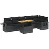Image de vidaXL Salon de Jardin 7 pcs avec Coussins Noir résine tressée