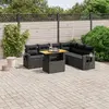 Image de vidaXL Salon de jardin 7 pcs avec coussins noir résine tressée