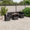 Image de vidaXL Salon de jardin 7 pcs avec coussins noir résine tressée