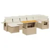 Image de vidaXL Salon de Jardin avec Coussins 8 pcs, Canapés de Terrasse, Ensemble de Meubles de Patio, Mobilier d'Extérieur, Beige Résine Tressée