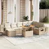 Image de vidaXL Salon de jardin avec coussins 9 pcs beige résine tressée