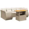 Image de vidaXL Salon de Jardin avec Coussins 7 pcs, Canapés de Terrasse, Ensemble de Meubles de Patio, Mobilier d'Extérieur, Beige Résine Tressée