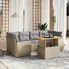 Image de vidaXL Salon de jardin avec coussins 7 pcs beige résine tressée