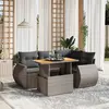 Image de vidaXL Salon de jardin 5 pcs avec coussins gris résine tressée