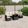 Image de vidaXL Salon de jardin 7 pcs avec coussins noir résine tressée