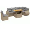 Image de vidaXL Salon de Jardin avec Coussins 7 pcs, Canapés de Terrasse, Ensemble de Meubles de Patio, Mobilier d'Extérieur, Beige Résine Tressée