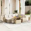 Image de vidaXL Salon de jardin avec coussins 8 pcs beige résine tressée