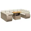 Image de vidaXL Salon de Jardin avec Coussins 10 pcs, Canapés de Terrasse, Ensemble de Meubles de Patio, Mobilier d'Extérieur, Beige Résine Tressée