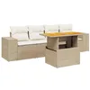 Image de vidaXL Salon de Jardin avec Coussins 5 pcs, Canapés de Terrasse, Ensemble de Meubles de Patio, Mobilier d'Extérieur, Beige Résine Tressée