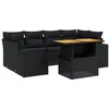 Image de vidaXL Salon de Jardin avec Coussins 7 pcs, Canapés de Terrasse, Ensemble de Meubles de Patio, Mobilier d'Extérieur, Noir Résine Tressée