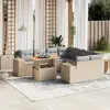 Image de vidaXL Salon de jardin avec coussins 9 pcs beige résine tressée