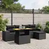 Image de vidaXL Salon de jardin 6 pcs avec coussins noir résine tressée