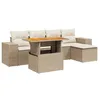 Image de vidaXL Salon de Jardin avec Coussins 6 pcs, Canapés de Terrasse, Ensemble de Meubles de Patio, Mobilier d'Extérieur, Beige Résine Tressée