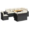 Image de vidaXL Salon de Jardin 9 pcs avec Coussins Noir résine tressée