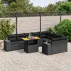Image de vidaXL Salon de jardin 10 pcs avec coussins noir résine tressée