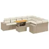 Image de vidaXL Salon de Jardin avec Coussins 10 pcs, Canapés de Terrasse, Ensemble de Meubles de Patio, Mobilier d'Extérieur, Beige Résine Tressée