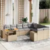Image de vidaXL Salon de jardin avec coussins 10 pcs beige résine tressée