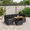 Image de vidaXL Salon de jardin 7 pcs avec coussins noir résine tressée