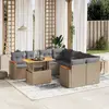 Image de vidaXL Salon de jardin avec coussins 9 pcs beige résine tressée