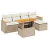Image de vidaXL Salon de Jardin avec Coussins 6 pcs, Canapés de Terrasse, Ensemble de Meubles de Patio, Mobilier d'Extérieur, Beige Résine Tressée