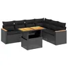 Image de vidaXL Salon de Jardin 7 pcs avec Coussins Noir résine tressée