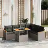 Image de vidaXL Salon de jardin avec coussins 7 pcs gris résine tressée