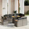 Image de vidaXL Salon de jardin 9 pcs avec coussins gris résine tressée