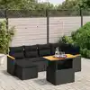 Image de vidaXL Salon de jardin 7 pcs avec coussins noir résine tressée