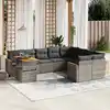Image de vidaXL Salon de jardin avec coussins 10 pcs gris résine tressée