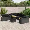 Image de vidaXL Salon de jardin 11 pcs avec coussins noir résine tressée