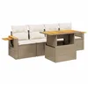 Image de vidaXL Salon de Jardin avec Coussins 5 pcs, Canapés de Terrasse, Ensemble de Meubles de Patio, Mobilier d'Extérieur, Beige Résine Tressée