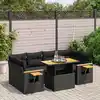 Image de vidaXL Salon de jardin 7 pcs avec coussins noir résine tressée