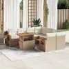 Image de vidaXL Salon de jardin avec coussins 9 pcs beige résine tressée