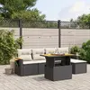 Image de vidaXL Salon de jardin 6 pcs avec coussins noir résine tressée