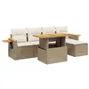 Image de vidaXL Salon de Jardin avec Coussins 6 pcs, Canapés de Terrasse, Ensemble de Meubles de Patio, Mobilier d'Extérieur, Beige Résine Tressée
