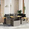 Image de vidaXL Salon de jardin 5 pcs avec coussins gris résine tressée