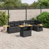 Image de vidaXL Salon de jardin 7 pcs avec coussins noir résine tressée