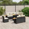 Image de vidaXL Salon de jardin 9 pcs avec coussins noir résine tressée