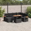 Image de vidaXL Salon de jardin 8 pcs avec coussins noir résine tressée