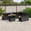 Image de vidaXL Salon de jardin 10 pcs avec coussins noir résine tressée