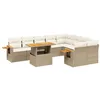 Image de vidaXL Salon de Jardin avec Coussins 10 pcs, Canapés de Terrasse, Ensemble de Meubles de Patio, Mobilier d'Extérieur, Beige Résine Tressée
