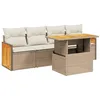Image de vidaXL Salon de Jardin avec Coussins 5 pcs, Canapés de Terrasse, Ensemble de Meubles de Patio, Mobilier d'Extérieur, Beige Résine Tressée