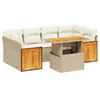 Image de vidaXL Salon de Jardin avec Coussins 7 pcs, Canapés de Terrasse, Ensemble de Meubles de Patio, Mobilier d'Extérieur, Beige Résine Tressée