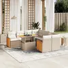 Image de vidaXL Salon de jardin avec coussins 9 pcs beige résine tressée