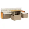 Image de vidaXL Salon de Jardin avec Coussins 6 pcs, Canapés de Terrasse, Ensemble de Meubles de Patio, Mobilier d'Extérieur, Beige Résine Tressée