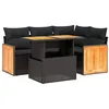 Image de vidaXL Salon de Jardin avec Coussins 5 pcs, Canapés de Terrasse, Ensemble de Meubles de Patio, Mobilier d'Extérieur, Noir Résine Tressée