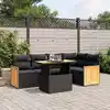 Image de vidaXL Salon de jardin 6 pcs avec coussins noir résine tressée